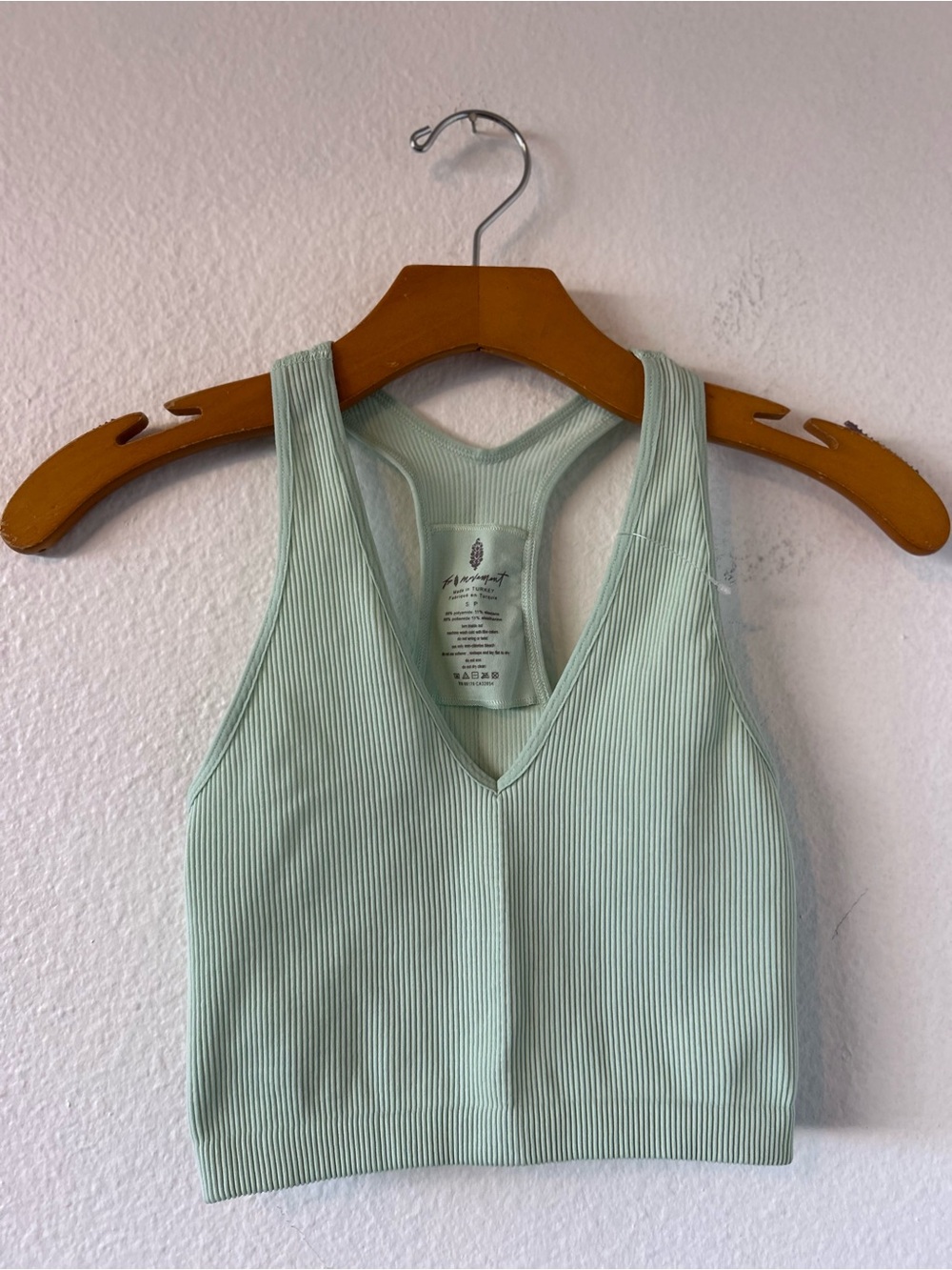 Free People Movement Ribbed Mint Green Racerback Crop Tank - Picture 3 of 8